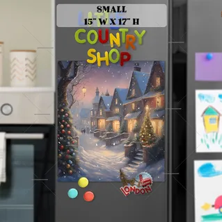 Preview of Snowy Winter Town magnet in Small size.