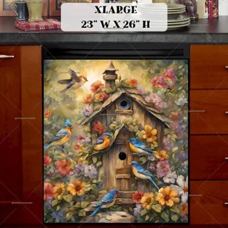 Preview of Country Birdhouse with Birds magnet in Extra Large size.