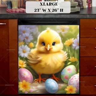 Preview of Adorable Easter Chick with Eggs magnet in Extra Large size.