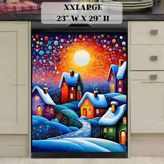 Preview of Colorful Winter Village magnet in XX Large size.