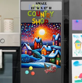 Preview of Colorful Winter Village magnet in Small size.