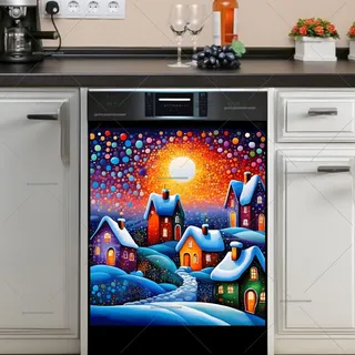 Preview of Colorful Winter Village magnet.