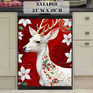 Preview of White Deer and Poinsettias magnet in XX Large size.