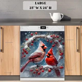 Preview of Lovely Winter Cardinal Couple magnet in Large size.