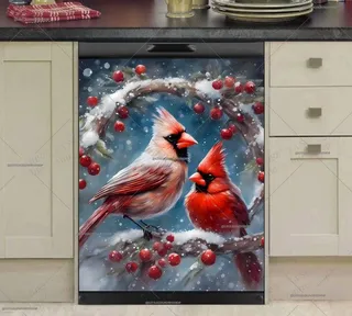 Preview of Lovely Winter Cardinal Couple magnet in XX Large size.