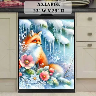 Preview of Christmas Fox with Flowers magnet in XX Large size.