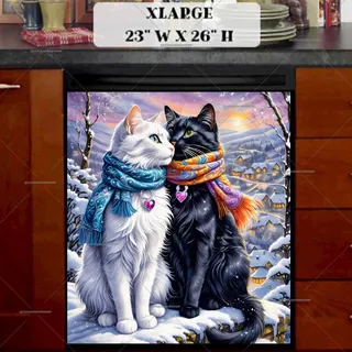 Preview of Christmas Cat Couple magnet in Extra Large size.