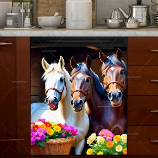 Preview of Smiling Farmhouse Horses magnet.