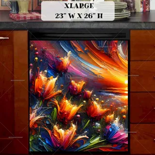 Preview of Abstract Tulips in the Sunset magnet in Extra Large size.