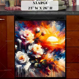 Preview of Abstract Sunset Roses magnet in Extra Large size.