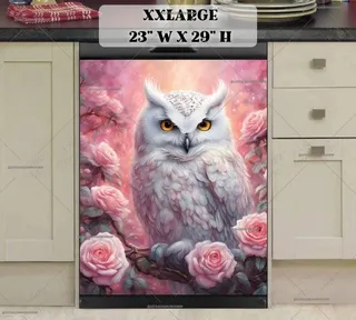 Preview of White Owl and Roses magnet in XX Large size.