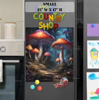 Preview of Glowing Mushrooms at Night magnet in Small size.