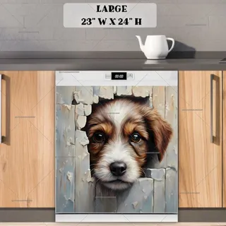 Preview of Cute Peeking Puppy magnet in Large size.