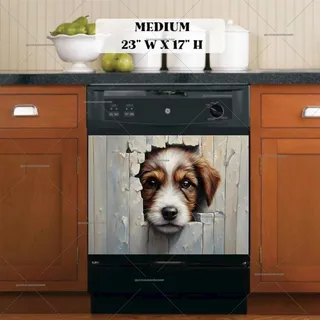 Preview of Cute Peeking Puppy magnet in Medium size.