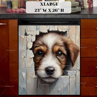 Preview of Cute Peeking Puppy magnet in Extra Large size.