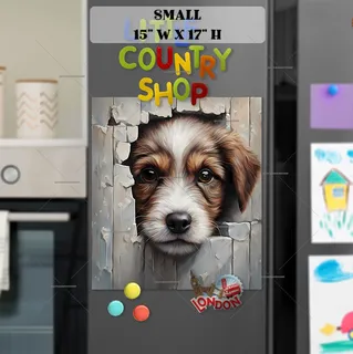 Preview of Cute Peeking Puppy magnet in Small size.