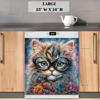 Preview of Fluffy Kitten in Eyeglasses magnet in Large size.