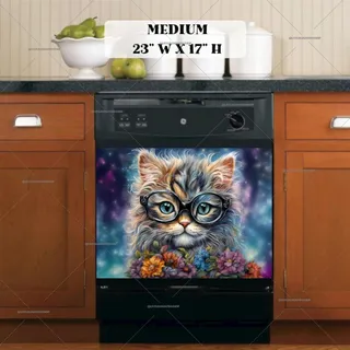 Preview of Fluffy Kitten in Eyeglasses magnet in Medium size.