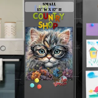 Preview of Fluffy Kitten in Eyeglasses magnet in Small size.