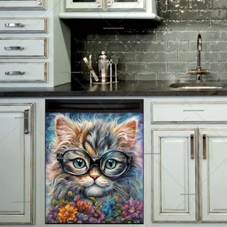 Preview of Fluffy Kitten in Eyeglasses magnet.