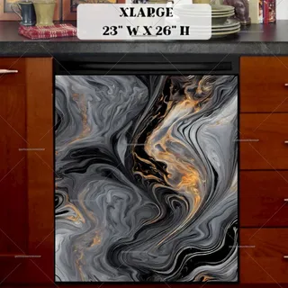 Preview of Black and Gold Marble Pattern magnet in Extra Large size.