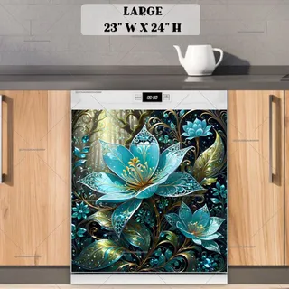 Preview of Blue Fantasy Flowers magnet in Large size.