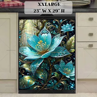 Preview of Blue Fantasy Flowers magnet in XX Large size.