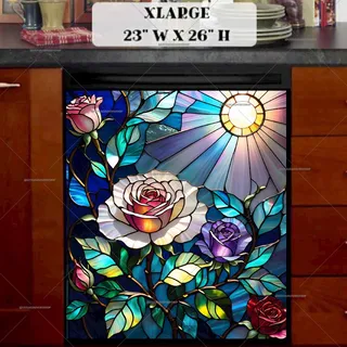 Preview of Stained Glass Rose Garden magnet in Extra Large size.