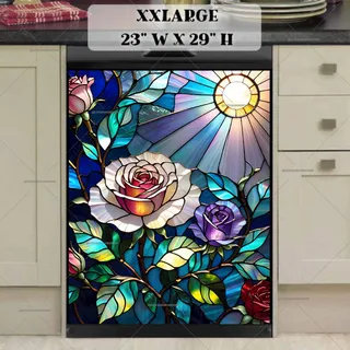 Preview of Stained Glass Rose Garden magnet in XX Large size.