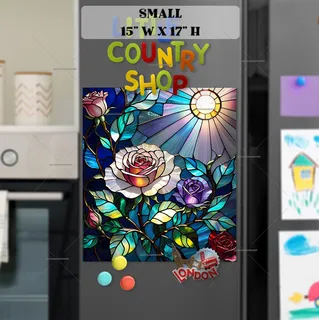 Preview of Stained Glass Rose Garden magnet in Small size.