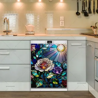 Preview of Stained Glass Rose Garden magnet.