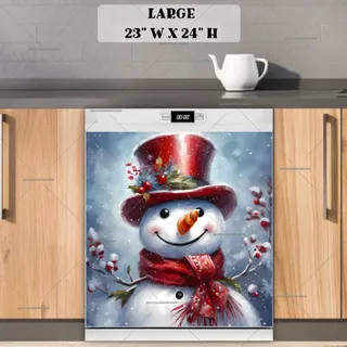 Preview of Christmas Snowman in Red Top Hat magnet in Large size.