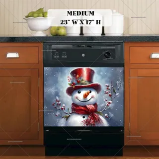 Preview of Christmas Snowman in Red Top Hat magnet in Medium size.