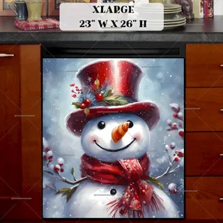 Preview of Christmas Snowman in Red Top Hat magnet in Extra Large size.