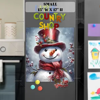 Preview of Christmas Snowman in Red Top Hat magnet in Small size.