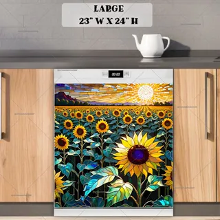 Preview of Stained Glass Sunflower Field magnet in Large size.