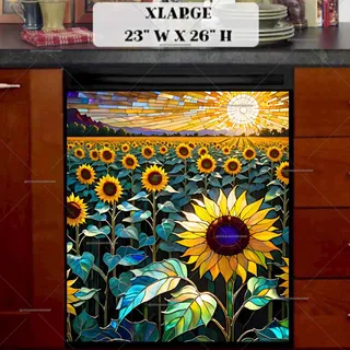 Preview of Stained Glass Sunflower Field magnet in Extra Large size.