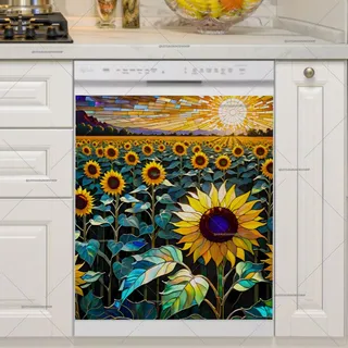 Preview of Stained Glass Sunflower Field magnet.