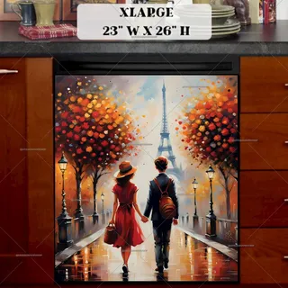 Preview of Cute Young Couple in Paris magnet in Extra Large size.