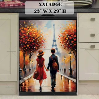 Preview of Cute Young Couple in Paris magnet in XX Large size.