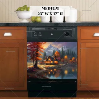 Preview of Cabin in the Autumn Woods magnet in Medium size.