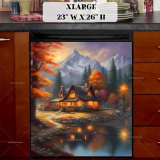 Preview of Cabin in the Autumn Woods magnet in Extra Large size.