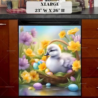 Preview of Baby Easter Duck in the Basket magnet in Extra Large size.