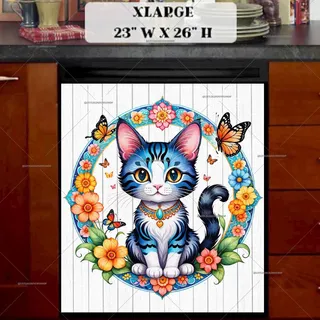 Preview of Cute Folklore Kitten magnet in Extra Large size.