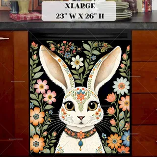 Preview of Beautiful Boho Rabbit magnet in Extra Large size.