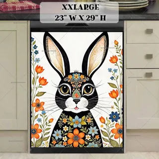 Preview of Folklore Black Rabbit with Flowers magnet in XX Large size.