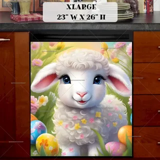 Preview of Smiling Easter Lamb magnet in Extra Large size.