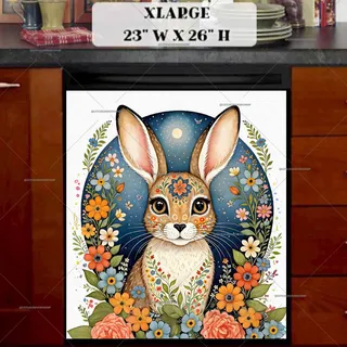 Preview of Beautiful Bohemian Rabbit magnet in Extra Large size.