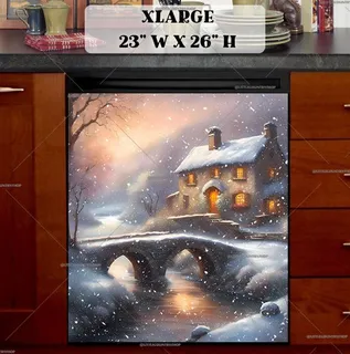 Preview of Snowy Day at the Cottage magnet in Extra Large size.