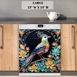 Preview of Ornate Folklore Bird magnet in Large size.